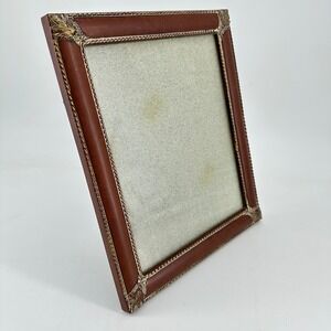 Vintage Style Brown Faux Leather Picture Frame Gold Ornate Filigree 8x10 Trim